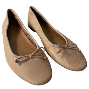 Aerosoles Homerun Womens 12M Tan Leather Ballet Flats Bow Round Toe Slip On